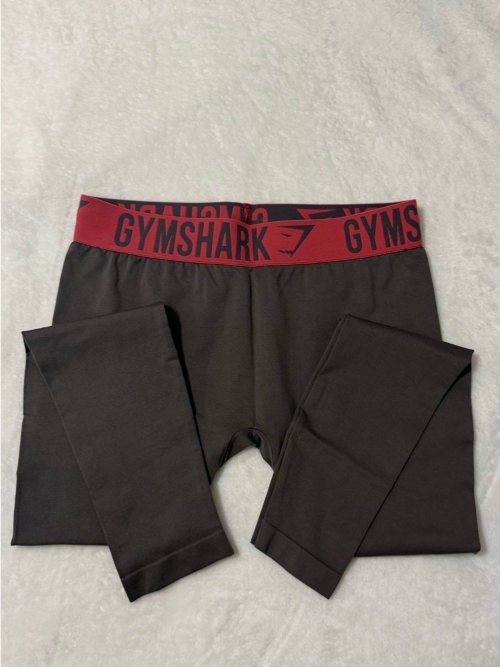 Gymshark Black Leggings with Red Logo Waistband